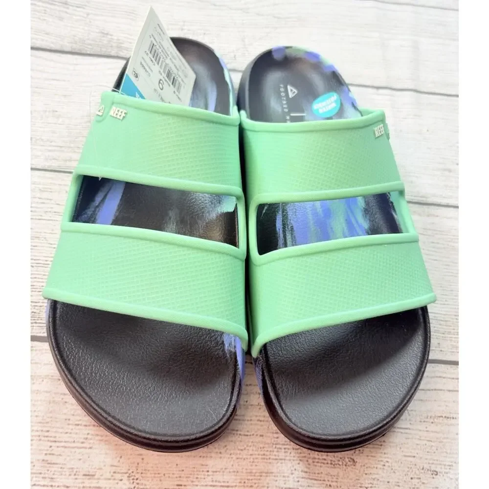 Reef Men’s Oasis Double Up Two Strap Sandals Black Marble Ocean Size 9